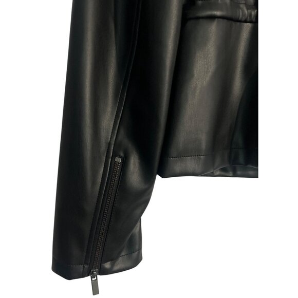 Womens Black Faux Leather Moto Jacket Bold Elements Medium - Picture 4 of 10